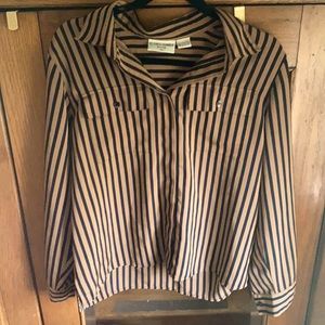 Slouchy mocha and black long sleeve button up